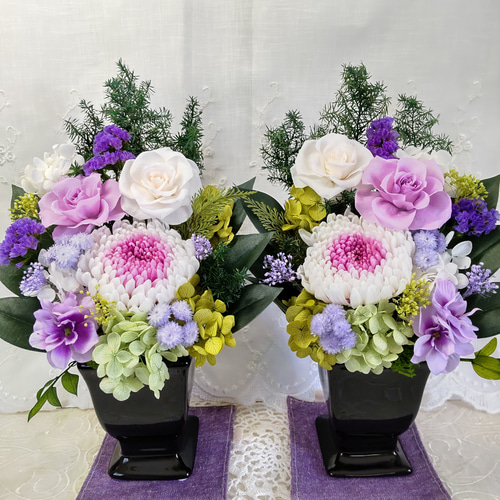 一対仏花プリザーブドフラワーお手入れ不要 プリザーブド
