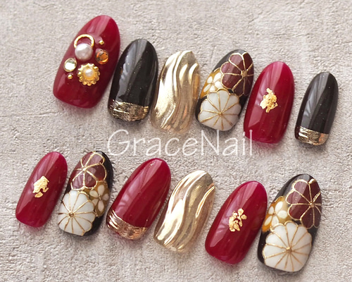 No.7　成人式ネイル　ネイルチップ　和柄　卒業式　ウェディング　ブライダル No.7 成人式ネイル ネイルチップ 和柄 卒業式 ウェディング ブライダル