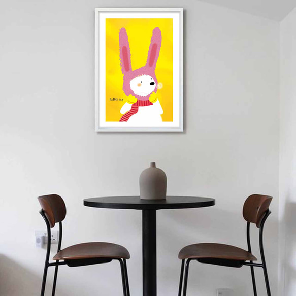 ウサギさんのぼうし　うさぎ　イラスト　ポスター　A4 A3 A2 A1　アートポスター　アート/sei/検索　2363 4枚目の画像