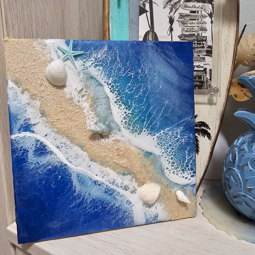 海レジン　波レジン　インテリア BP02】波レジン 海レジン 小物入れ 壁掛け ミニインテリア サンセット