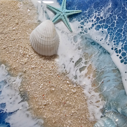 海を感じるインテリア 海 レジン アート ディープブルーグラデーション