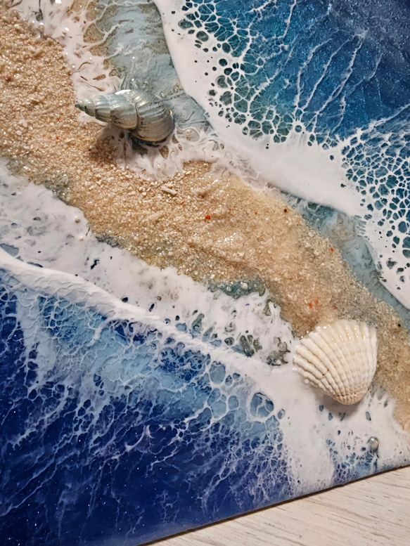 海を感じるインテリア　ディープブルーグラデーション　レジンオーシャンアート　 5枚目の画像