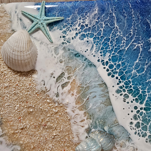 海を感じるインテリア 海 レジン アート ディープブルーグラデーション