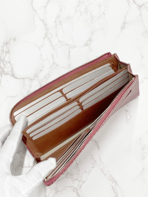 日本製　上質リザード　薄型　長財布　ロングウォレット　財布　トカゲ革　L型ファスナー　エキゾチックレザー 