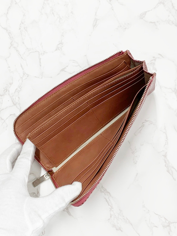 日本製　上質リザード　薄型　長財布　ロングウォレット　財布　トカゲ革　L型ファスナー　エキゾチックレザー　 6枚目の画像