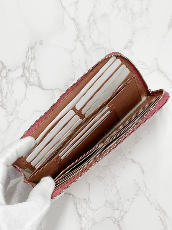 日本製　上質リザード　薄型　長財布　ロングウォレット　財布　トカゲ革　L型ファスナー　エキゾチックレザー 