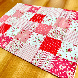 25×35ランチマット パッチワーク調 綿素材リバーシブル 学校や保育園の