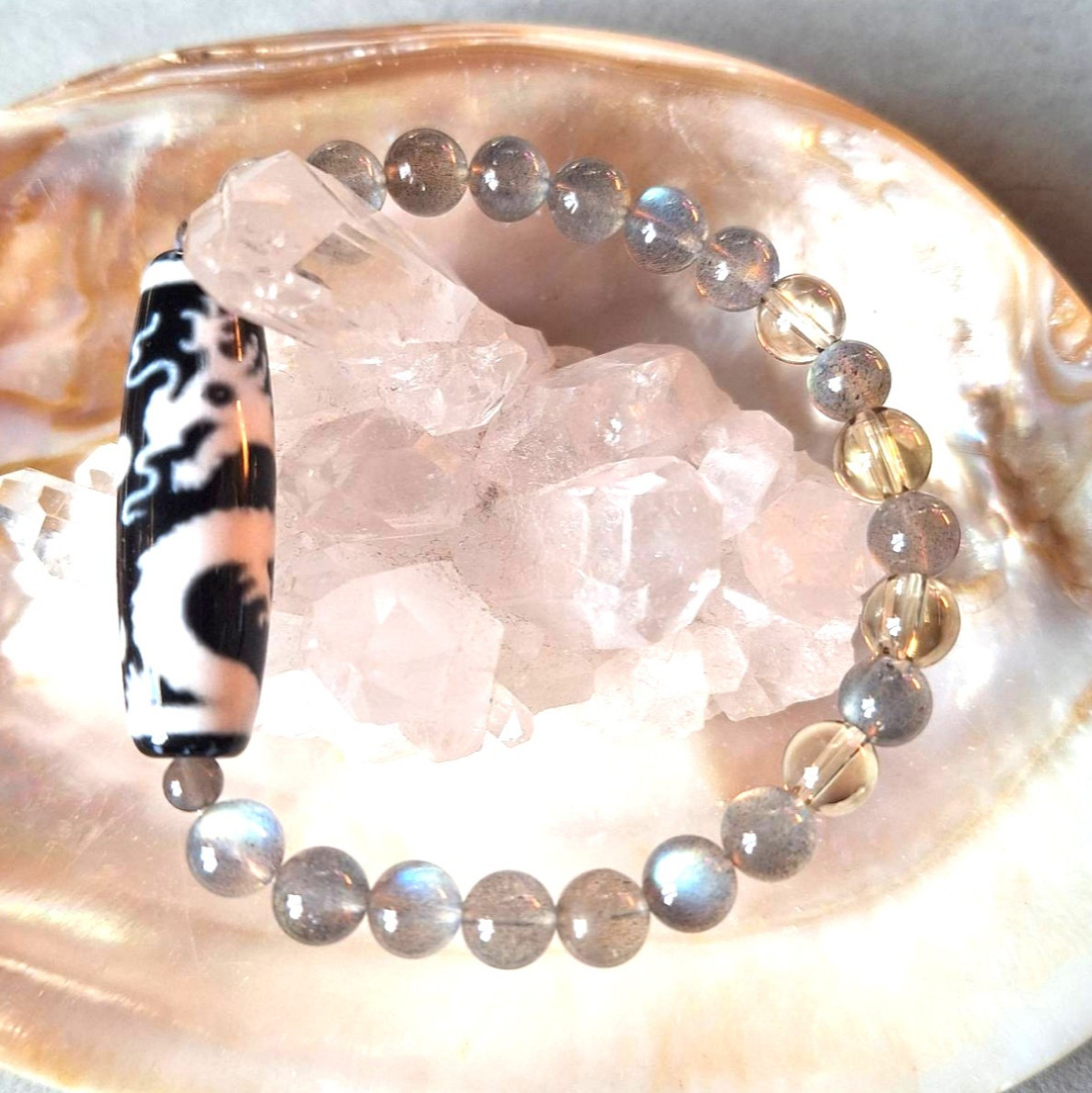 三匹の子ブタ様★専用★双赤龍紋観音天珠のブレス 三匹の子ブタ様☆専用☆双赤龍紋観音天珠