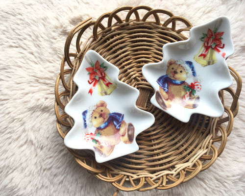 くま クリスマス 器 皿 限定☆ くま クリスマスツリープレート 皿 2枚セット 食器・家具 wind