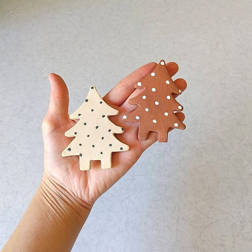 陶の小さなクリスマスツリー【大人色リバーシブル】 クリスマスツリー