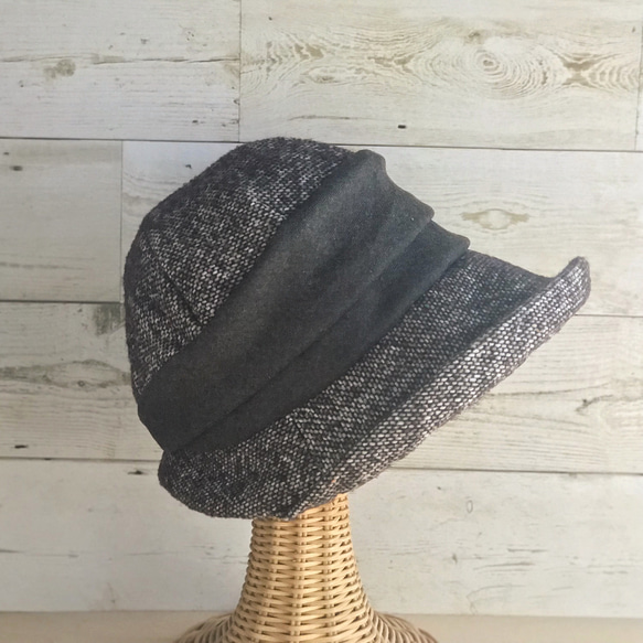 まあるいお帽子・ミックスツイード・ブラウン 4枚目の画像