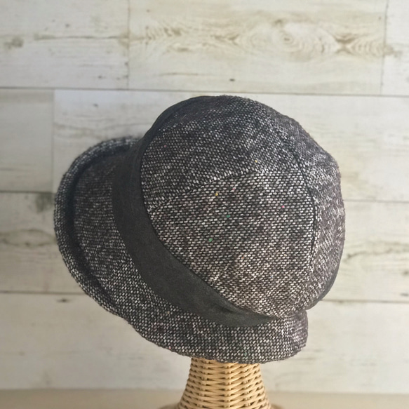 まあるいお帽子・ミックスツイード・ブラウン 3枚目の画像