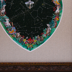 「Xmasの星座」ハート型Xmasリース 絵画 水彩画 登山 日本アルプス 星座 自然 動植物 ランプ　 3枚目の画像