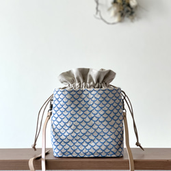 ⚮̈ミナペルホネン タンバリン ライトブルー ネリオバッグ 巾着