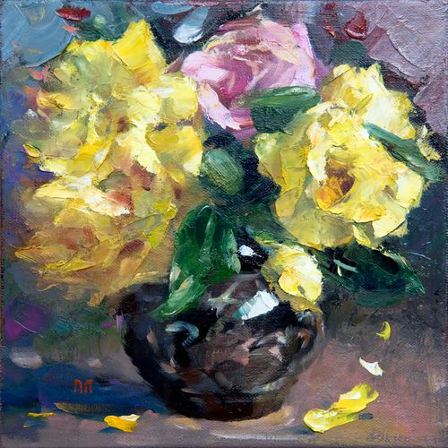 原画　一点もの　白い花-F10 油彩 額縁込み 原画一点もの白い花-F10 油彩 額縁込み