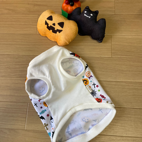 さちりん　ハンドメイド　犬服　ハロウィン　シンプルタンク① さちりん様 専用 ハンドメイド 犬服 ハロウィン シンプルタンク①