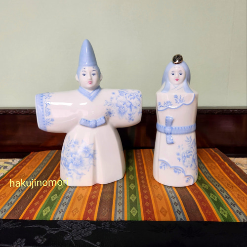 ひな人形 陶器 親王飾り 立ち雛 青 九谷焼 ひな人形 陶器 親王飾り