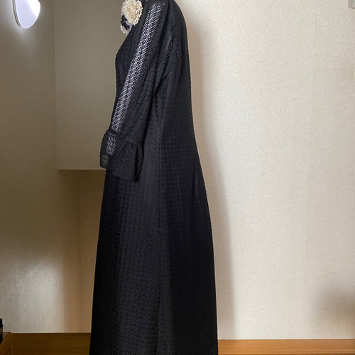 043 13号 黒 レース ワンピース 丈カット無料 マザーズドレス