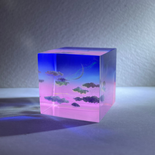 受注制作/S size】空レジン-優しい夜空 プレゼント/雲/月/星 その他