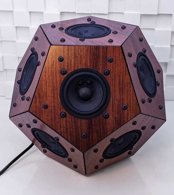 値下げします】12面体Bluetooth ローズウッド ステレオスピーカー