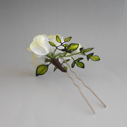 薔薇（キャスケードブーケタイプ）パールイエロー　簪　髪飾り　 5枚目の画像