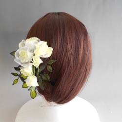 薔薇（キャスケードブーケタイプ）パールイエロー　簪　髪飾り　 1枚目の画像