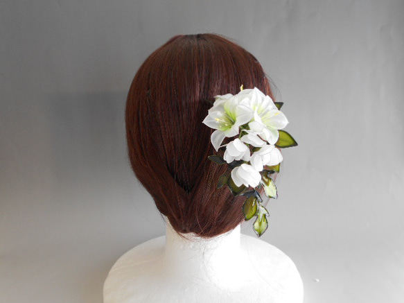 百合・カサブランカ（キャスケードブーケタイプ）簪　髪飾り 2枚目の画像