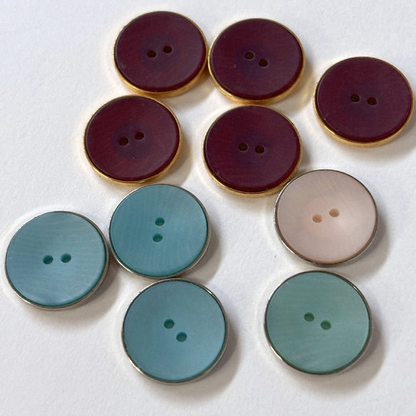 ボタン レトロ 円形 丸型 ブルー 赤茶 ピンク 18mm 10個セット eg-229 2枚目の画像