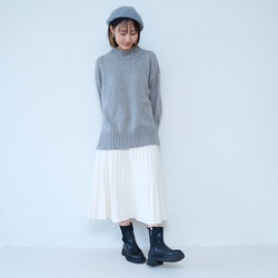 Morino Gakko 舒適可愛百褶針織裙 (白色) 第9張的照片