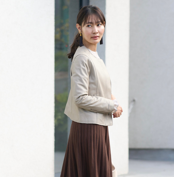 Morino Gakko 舒適可愛百褶針織裙（深棕色） 第11張的照片
