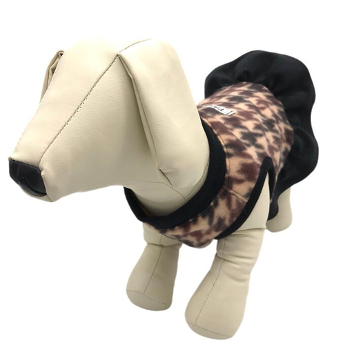 大型犬 犬服 ペット服 冬 フリース ベージュ チェック スカート 