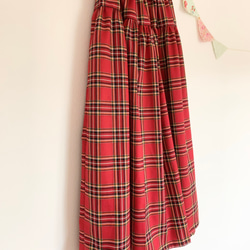 ＊tartan check♪マキシティアードスカート(red)＊ 1枚目の画像