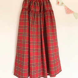 ＊tartan check♪マキシティアードスカート(red)＊ 2枚目の画像