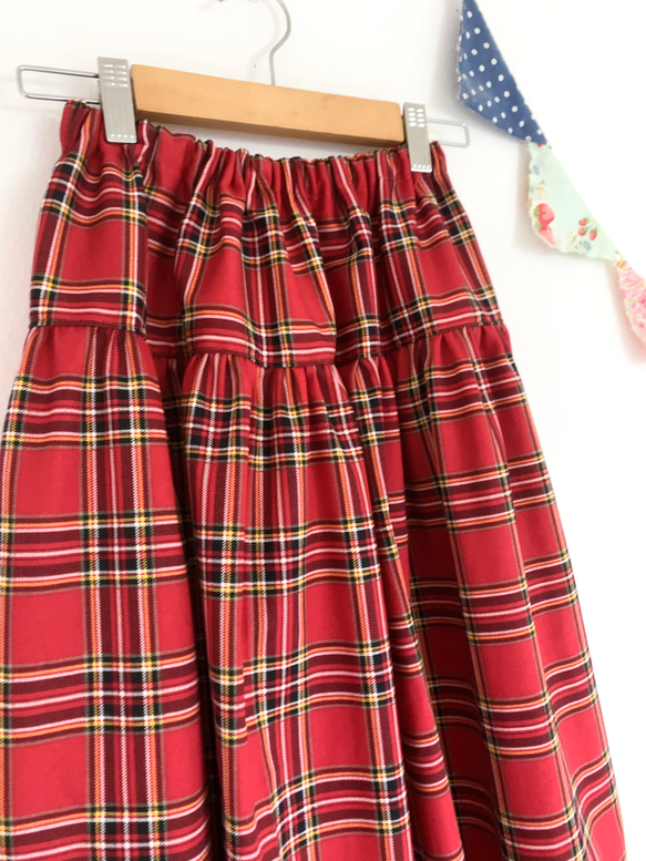 ＊tartan check♪マキシティアードスカート(red)＊ 6枚目の画像