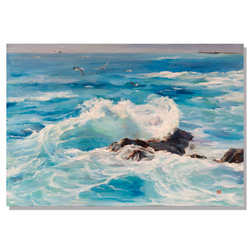 【新品】高級ジークレー版画 幸せの青いオウム taesun 油絵 風水 縁起物 グラフィックアート 壁掛け おしゃれ 絵画 額付き 新築祝い 誕生日