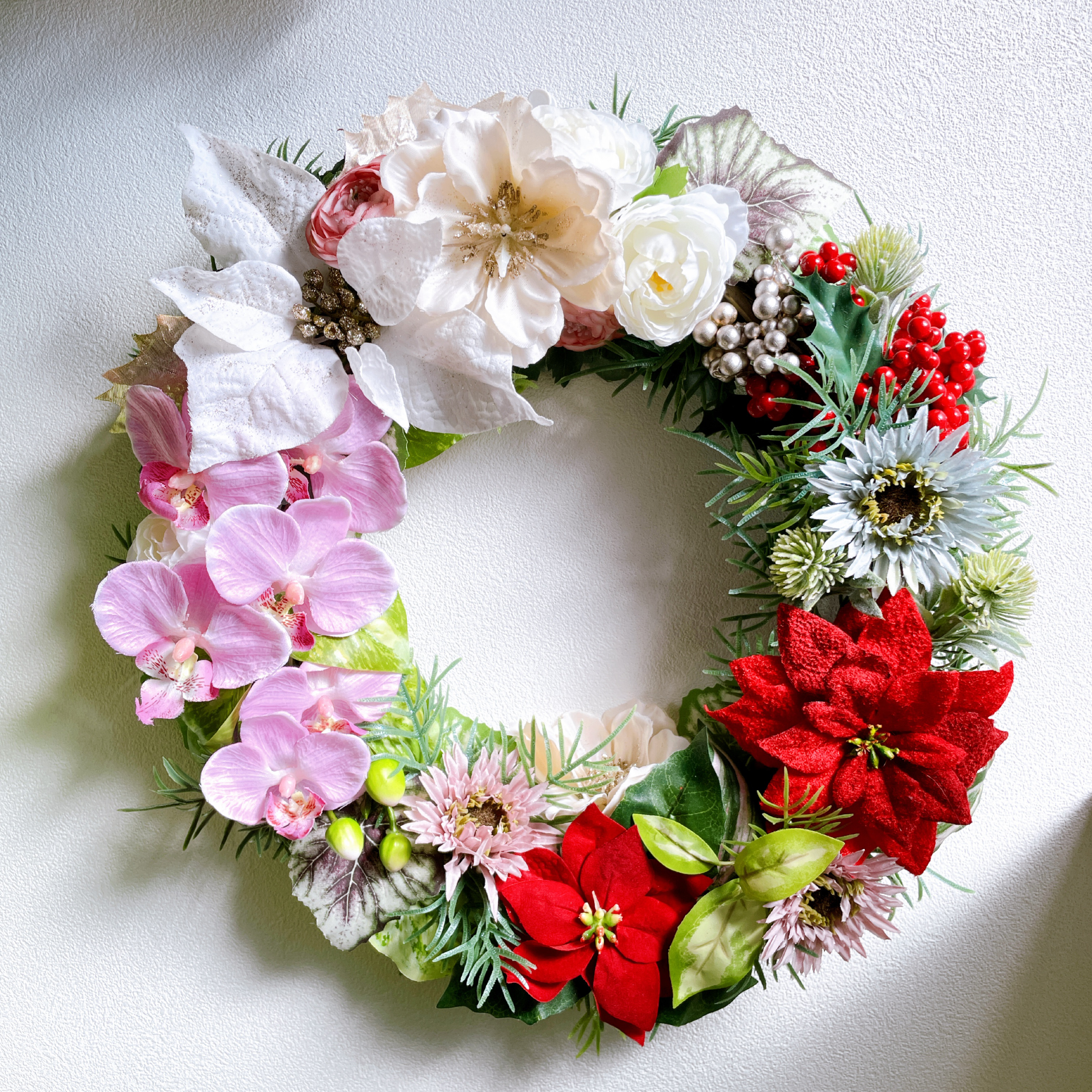 商品名【紗蘭】あいみょん❤ポインセチアのクリスマスフラワーリース