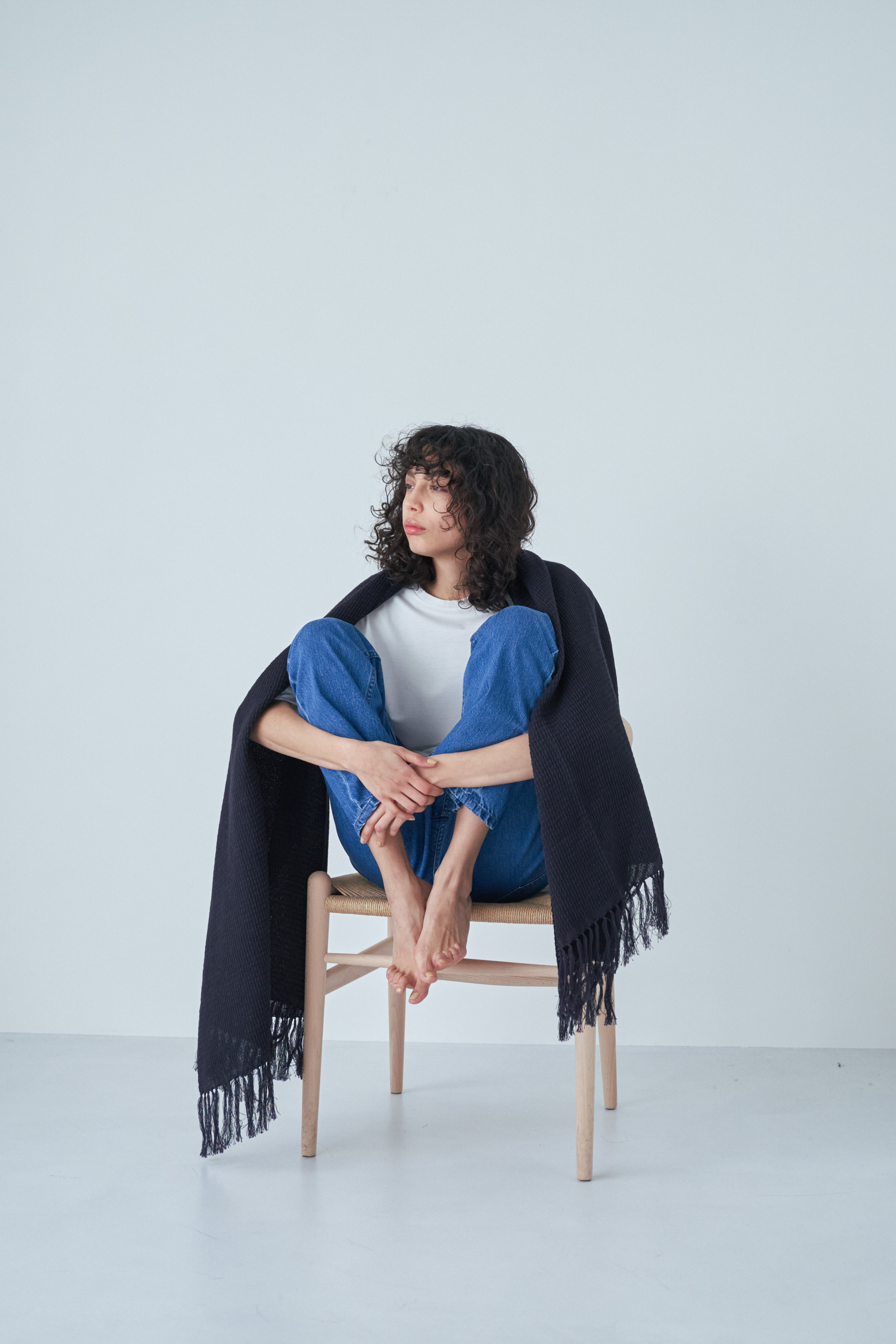 ST001 / ｳｰﾙ混ﾜｯﾌﾙ織り ｽﾄｰﾙ【4色展開】【ｻｲｽﾞ展開なしﾌﾘｰｻｲｽﾞ】