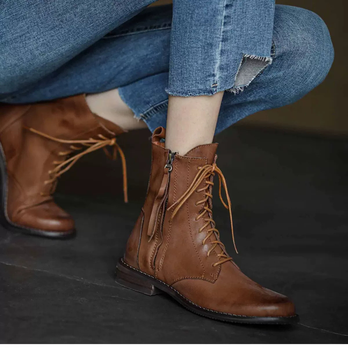 秋から冬に大活躍してくれる、ブーツレディース 靴レディース ショートブーツ レディースのブーツ 馴染 レースアップブーツ