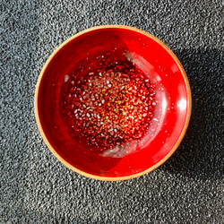 うるし塗りの豆皿　国産楓材使用  螺鈿 艶紅 2枚目の画像