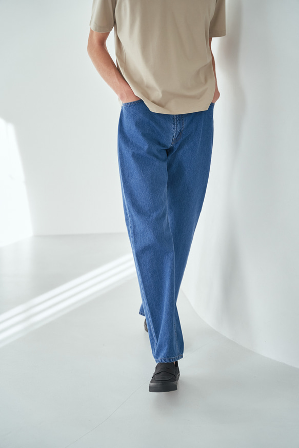 MPT002 / 5PKT ﾃｰﾊﾟｰﾄﾞﾃﾞﾆﾑ ﾒﾝｽﾞ11.5ozﾃﾞﾆﾑ【2色展開】【ｻｲｽﾞ展開1.2.3】 INDIGO 　サイズ 3　モデル身長