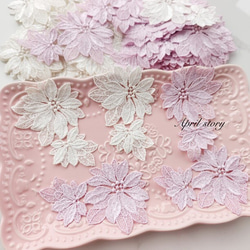 2枚/花　フラワー 　ピンク　上品　優雅　大人可愛い　レース　アップリケ　モチーフ　刺繍　手芸 4枚目の画像