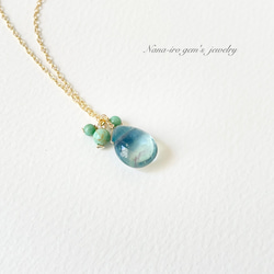 14kgf green fluorite × turquoise necklace 1枚目の画像