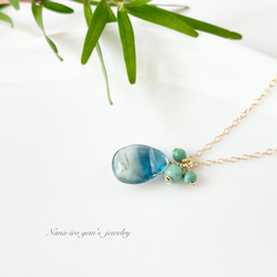 14kgf green fluorite × turquoise necklace 4枚目の画像