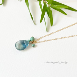 14kgf green fluorite × turquoise necklace 6枚目の画像