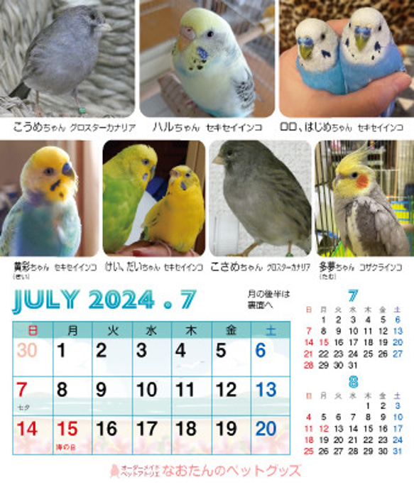 2024年 鳥づくし卓上カレンダー インコ  小鳥 カレンダー 2024卓上 15枚目の画像