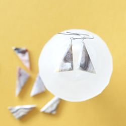 【金屬配件可換/選】Laguna蕾絲瑪瑙三角手術不鏽鋼銀鉤耳環 第5張的照片