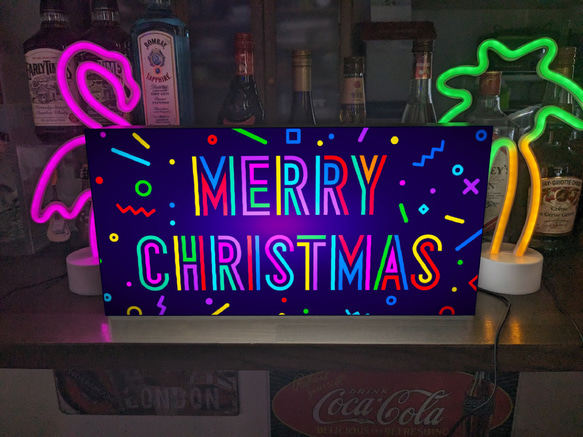 【Lサイズ】クリスマス イルミネーション サンタクロース 店舗 パーティー イベント 看板 置物 雑貨 ライトBOX 1枚目の画像
