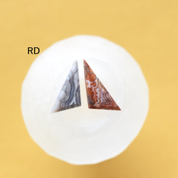 [金屬配件可更換/選擇] 紅拉古納蕾絲瑪瑙三角手術不鏽鋼銀鉤耳環 第9張的照片