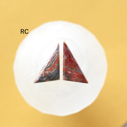 [金屬配件可更換/選擇] 紅拉古納蕾絲瑪瑙三角手術不鏽鋼銀鉤耳環 第8張的照片