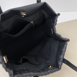 高級合皮・ 編み込みショルダー付き bag・ブラック 8枚目の画像